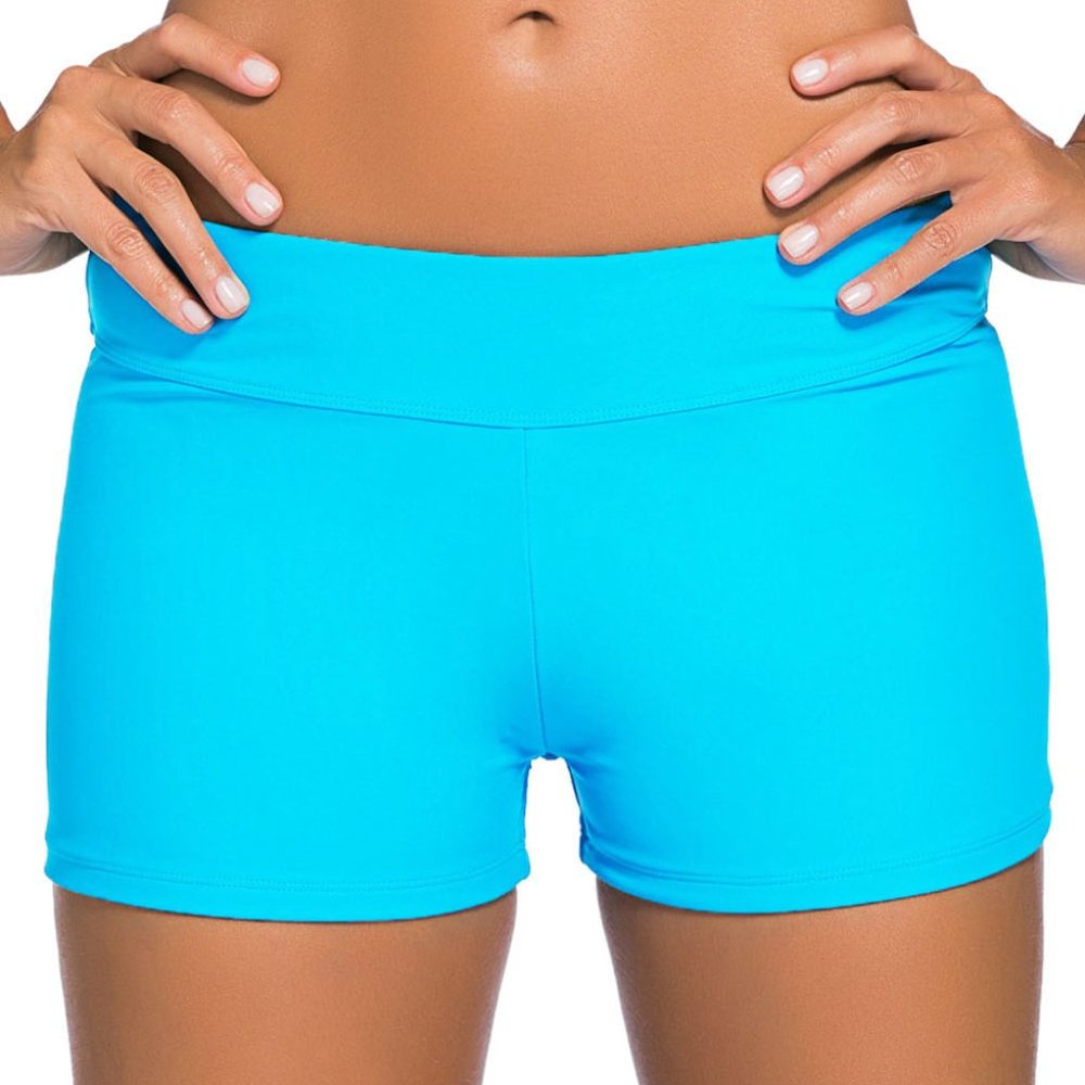 Acid Blue Wide Waistband Swimsuit Bottom Shorts